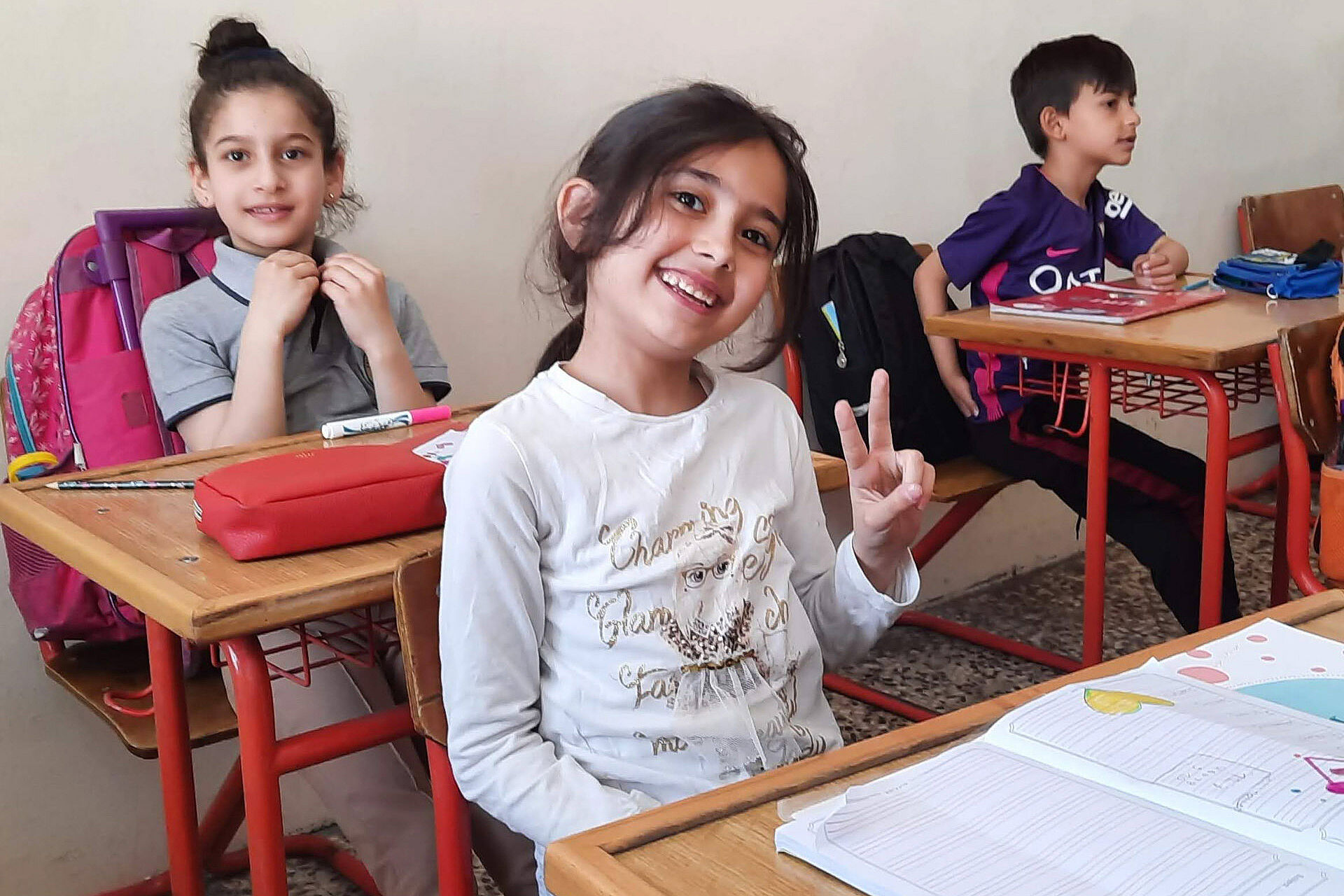 Schulmädchen aus Jordanien im Unterricht.